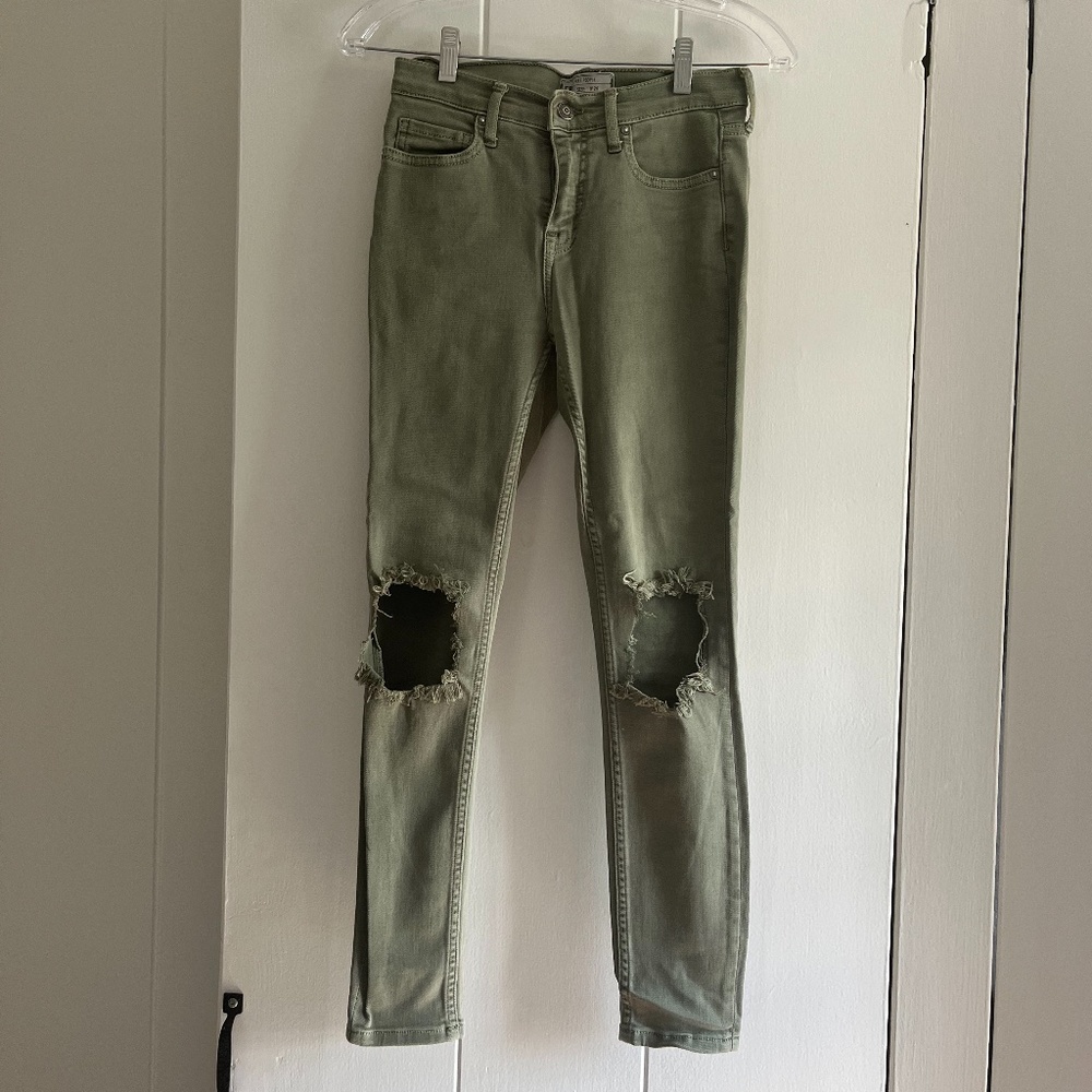 Free People Green High Rise Jeans